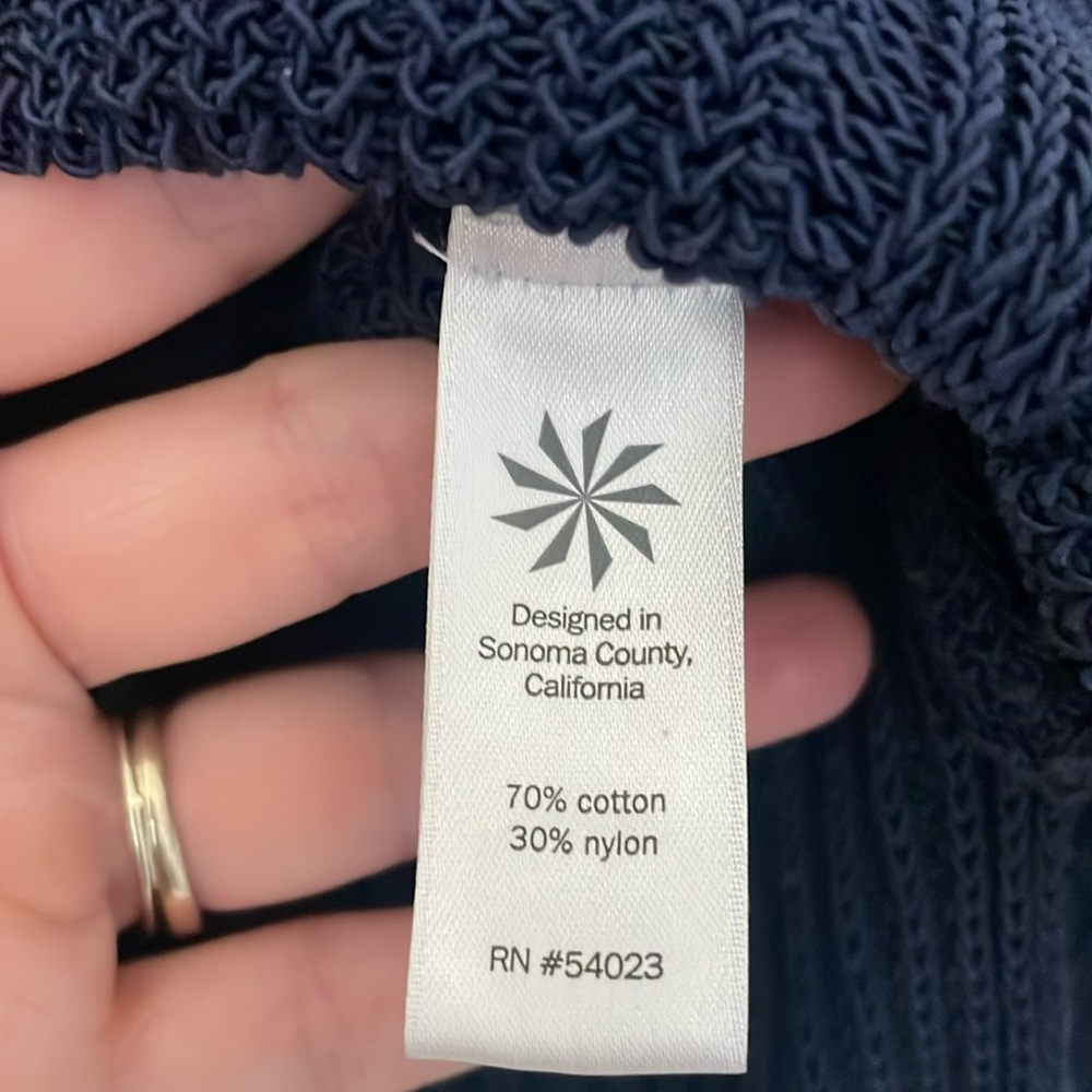 Athleta “highline” V-neck Blue Cotton Long Sleeve Tunic Sweater Size Small - Picture 5 of 6